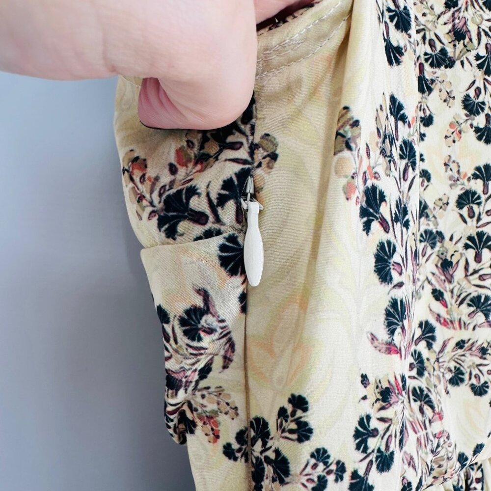Bhanu By Jyoti Cream Floral Embroidered Beaded Sleeveless Ruffle Midi Dress 6 - Picture 11 of 12